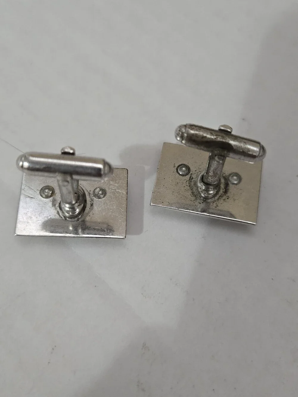 Vintage Gold Lion Crest Cufflinks with Red Eyes - Rectangular Silver Back